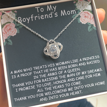 to my boyfriend's mom necklace, thank you for welcoming me into your home and into your heart the love knot necklace
